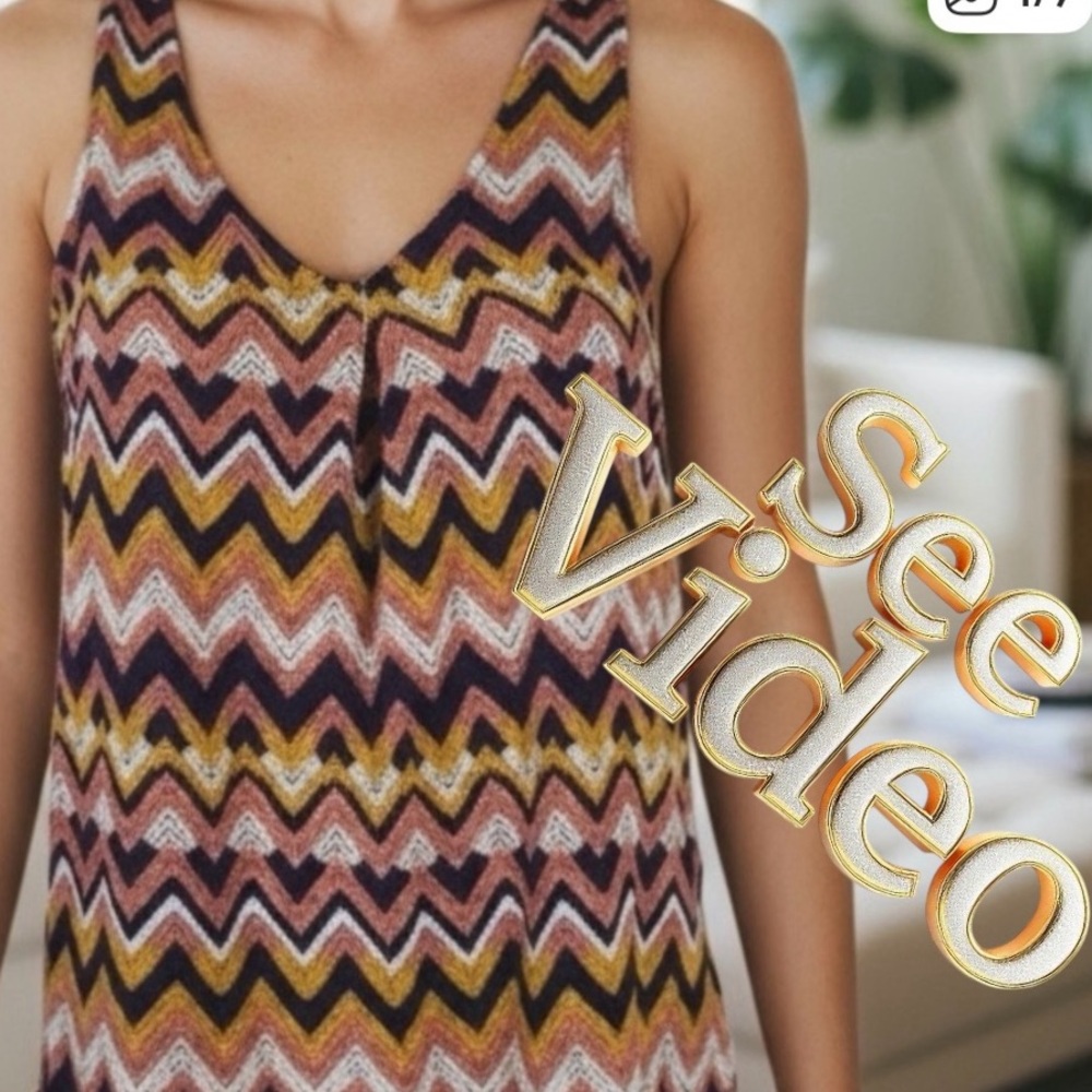 👛(ANY 2/$20) KISMET Sleeveless Hi-Low Tank Geometric 1/4 Back Zipper
